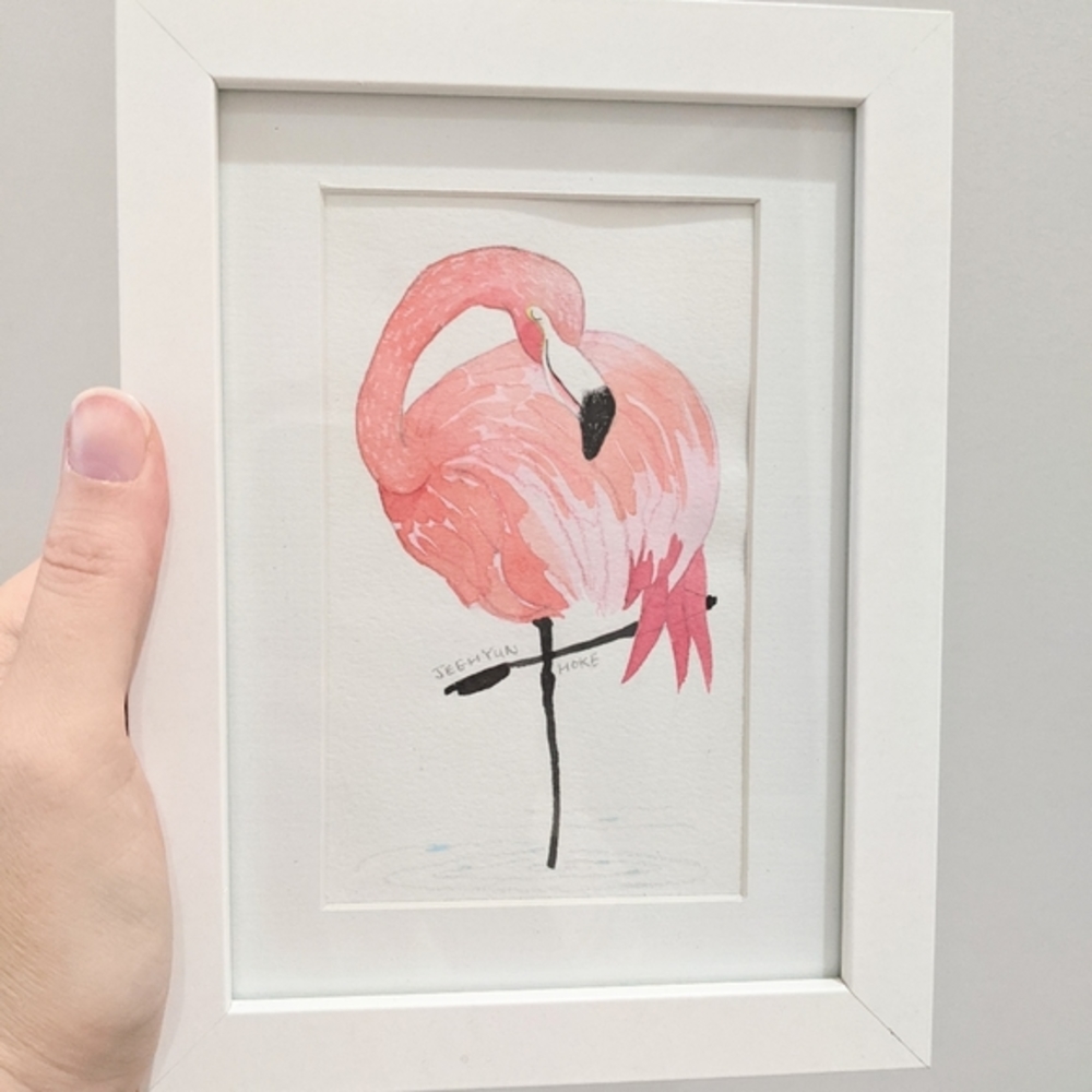 Watercolor Flamingo Painting